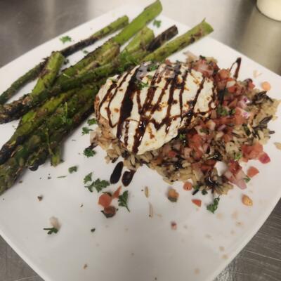 Bruschetta Chicken Gluten-Free as is and available in Vegetarian or Vegan options.