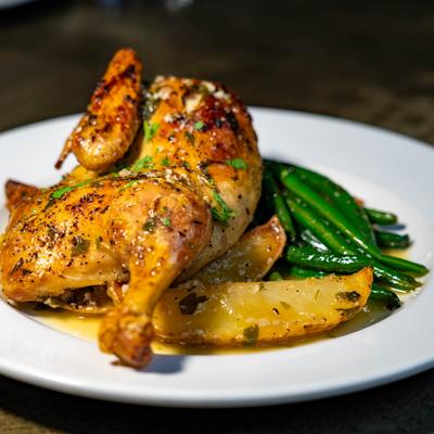 Roasted chicken plate.