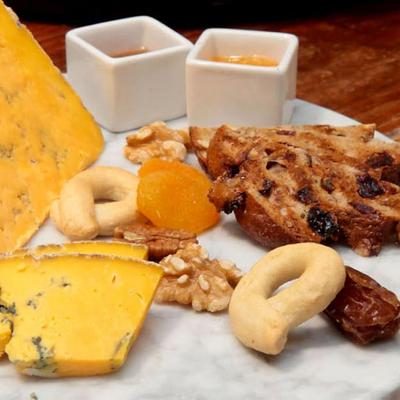 Close-up shot of mixed cheese platter