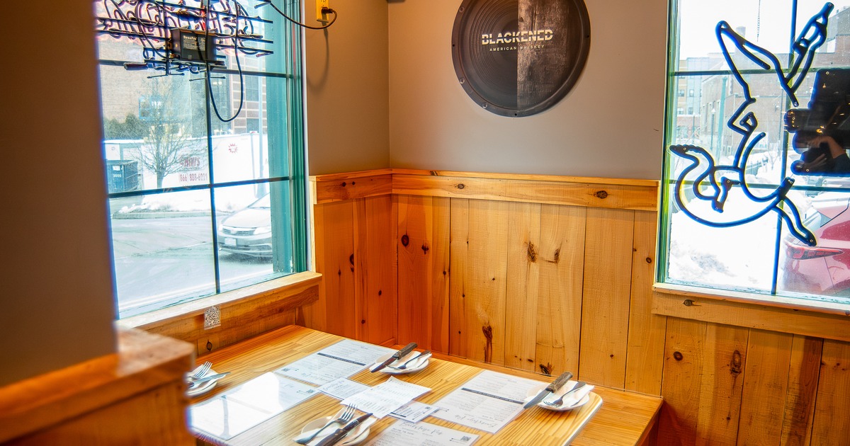 Interior, booth, table in a corner