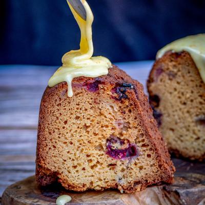 Desserts being glazed.