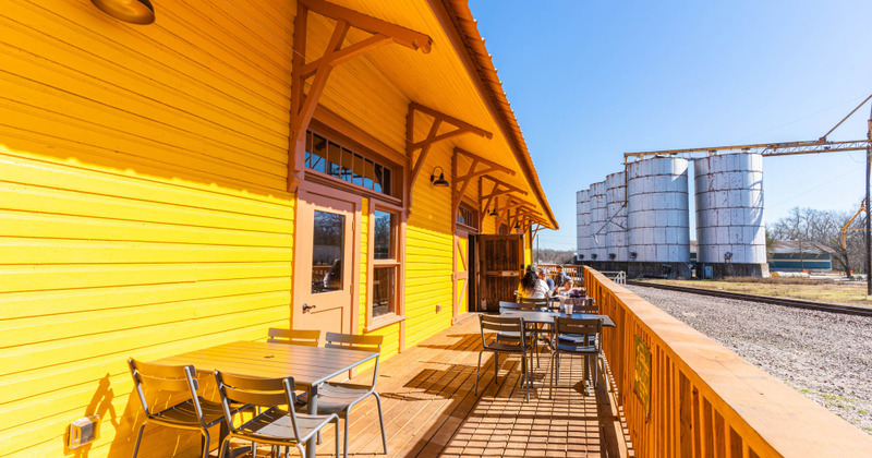 Patio, tables lined up
