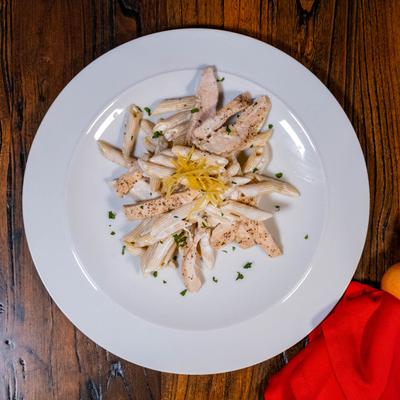Creamy chicken pasta.