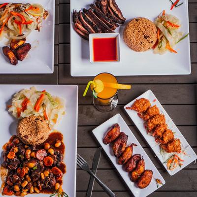 Various food on the table.