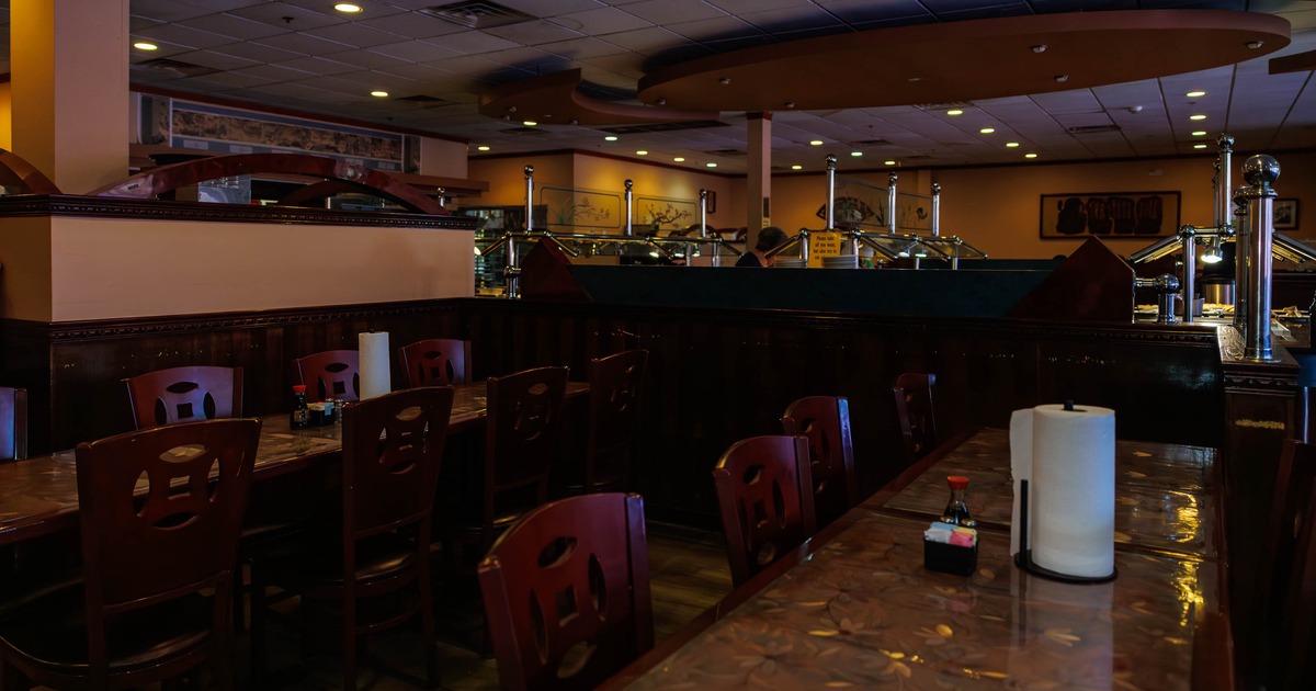 Interior, tables and seats ready for guests