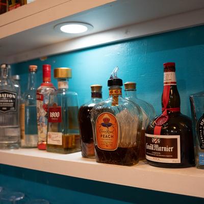 Bottles of strong drinks.