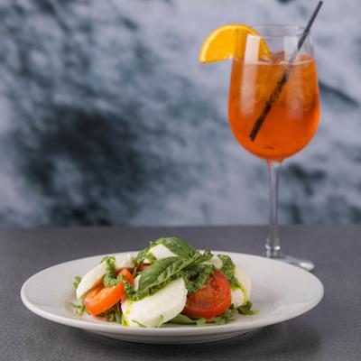 Caprese Salad, and Aperol Spritz