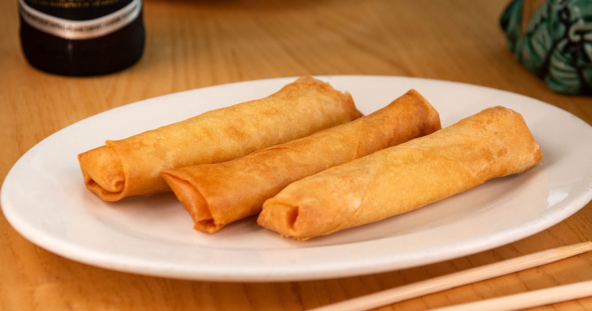Spring rolls on a white plate