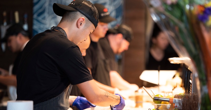 Cooks preparing food