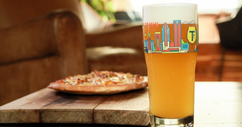 Interior, pizza and beer