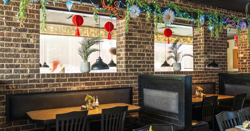 Interior, dining area with tables and chairs