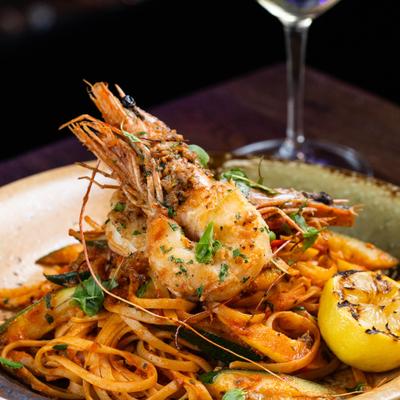 Prawn primavera, close up.