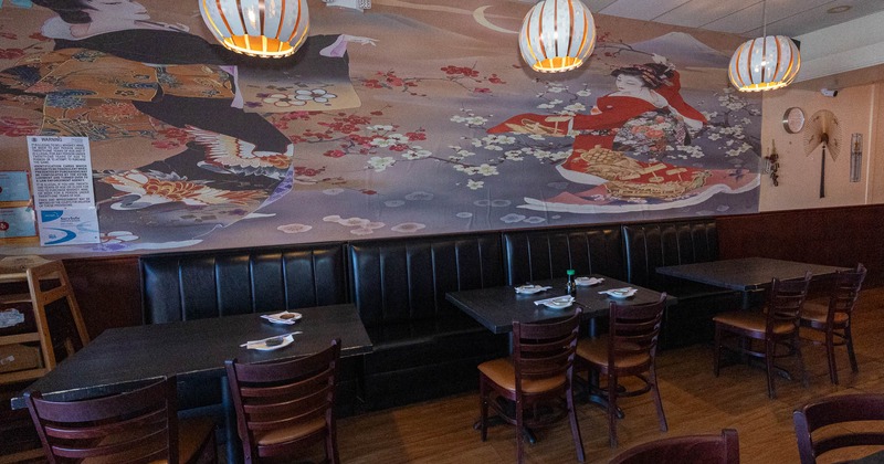 Interior, a booth at the dining area