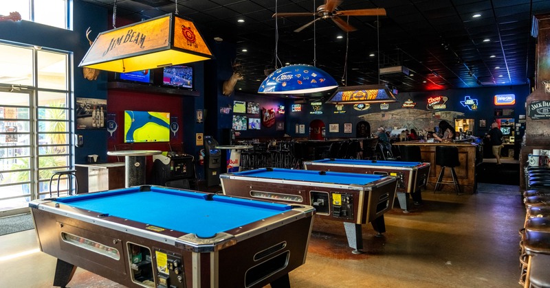 Interior, a pool tables
