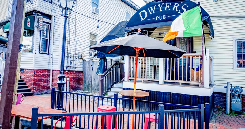 Exterior, entrance, signm porchm view from side walk patio