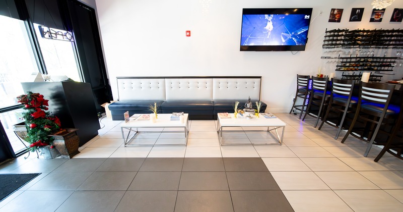 Leather sofa and coffee table