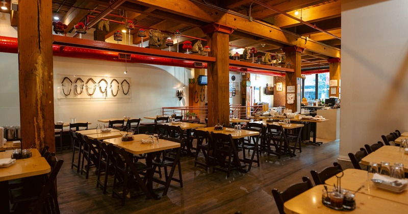 Dining area, tables ready for guests