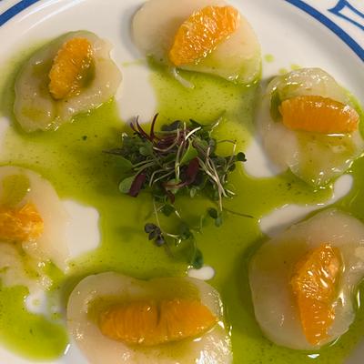 Scallops crudo plate.