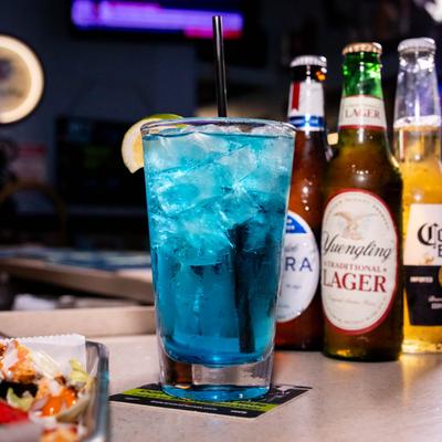 Blue Malibu cocktail.