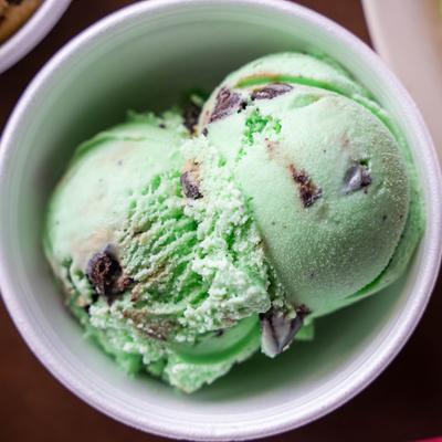 Mint Chocolate Chip Ice Cream, top view