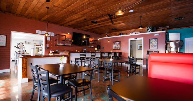 Dining area, tables ready for guests