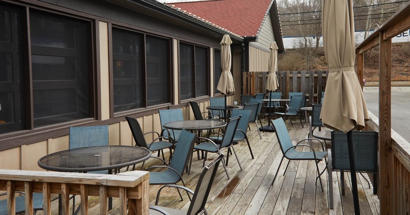Exterior, chairs and tables ready for guests