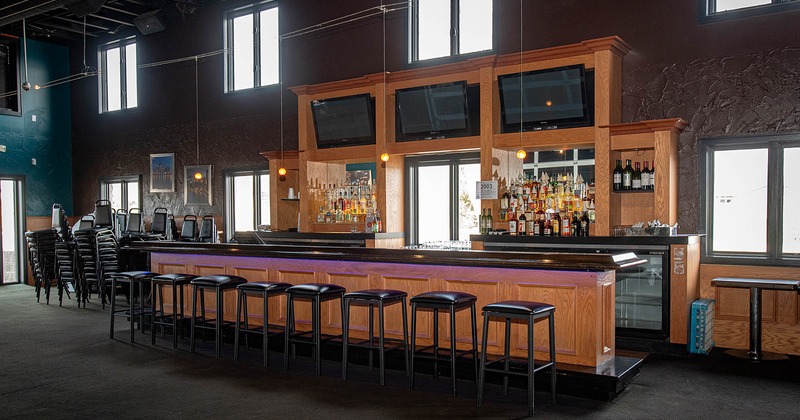 Interior, a bar with a bar stools