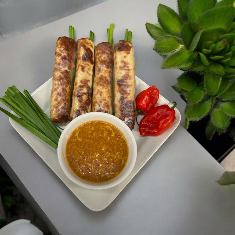 menu item 1 of 24, 1. Grilled Pork Sausage Spring Rolls