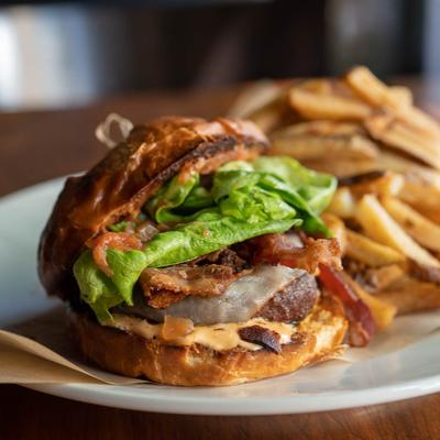 Double R Ranch Bacon Burger with fries