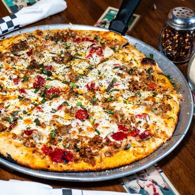 Sausage Pizza, top view