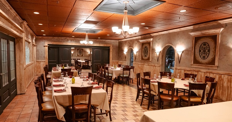 Interior, tables ready for guests