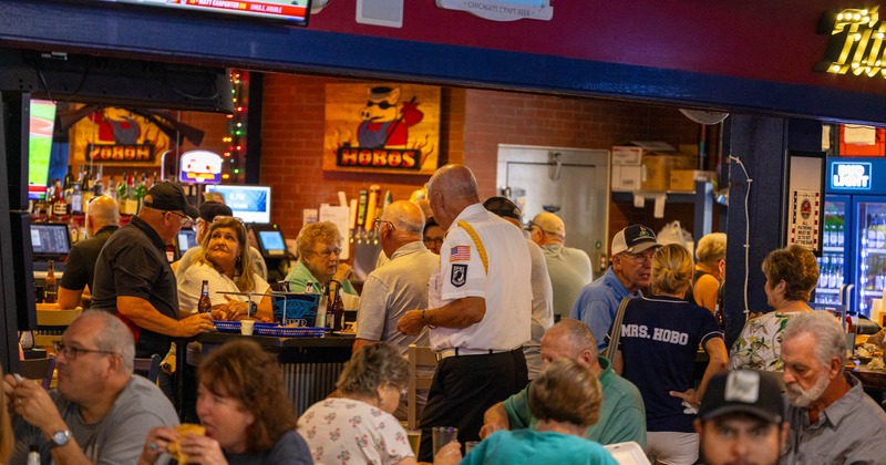 Interior, diner area, people