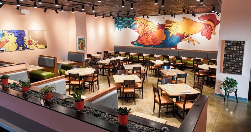 Interior, tables ready for guests