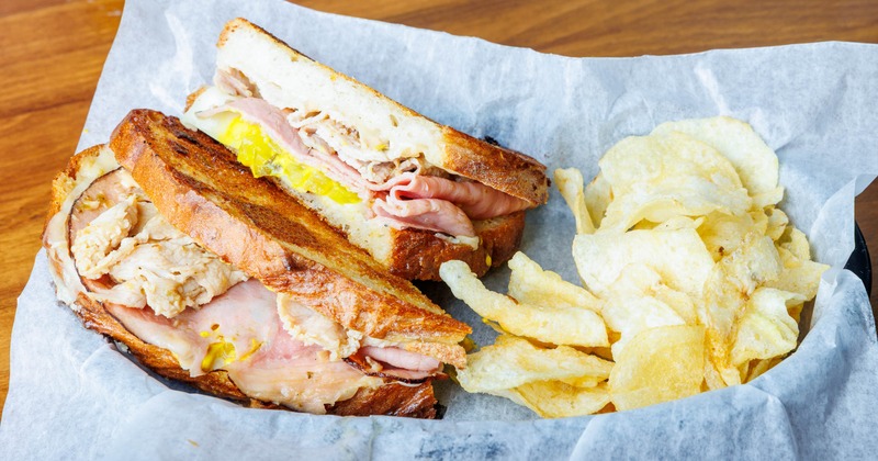 Rueben Sandwich with chips on the side