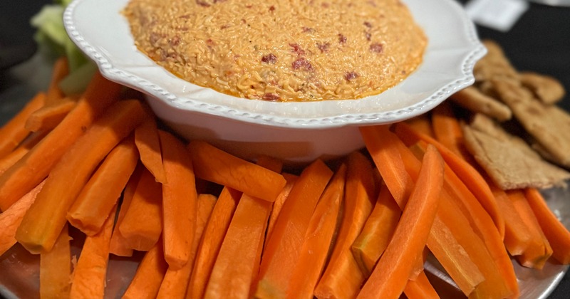Dip with sliced vegetables