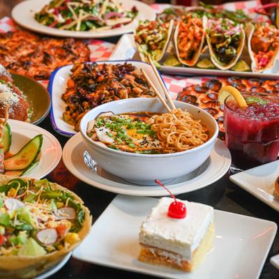 Various food on the table.