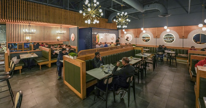 Restaurant interior, dining area with guests