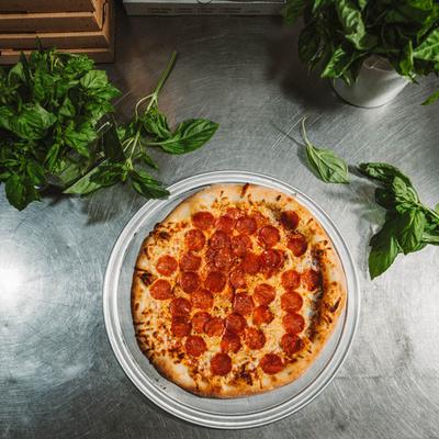 A whole pepperoni pizza.