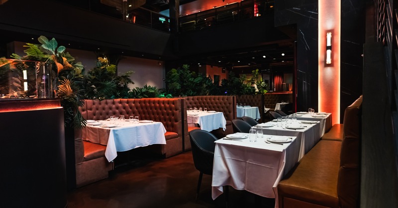 Diner area, tables, booths