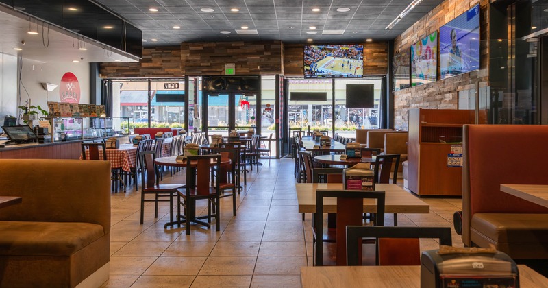 Interior, wide view, dining area