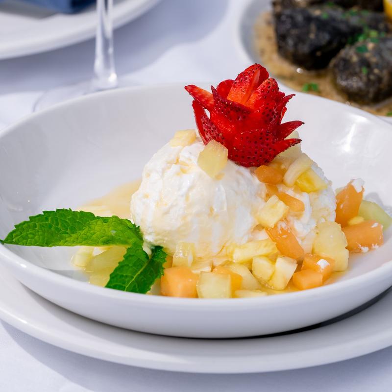 Greek Yogurt with Fruits and Honey photo