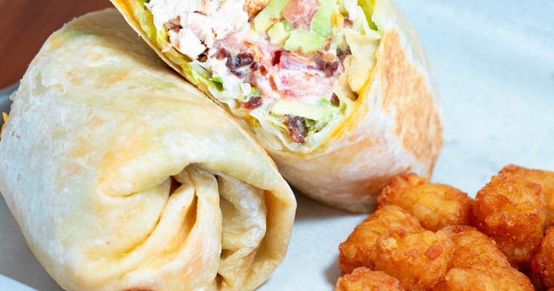 Cali Club Wrap with tots on the side