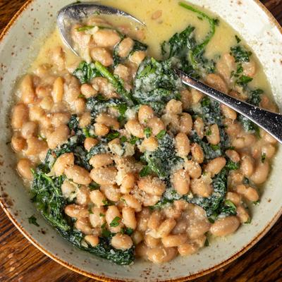 Creamy white beans.