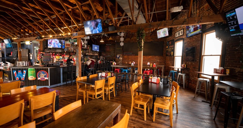 Interior, seating space, TVs