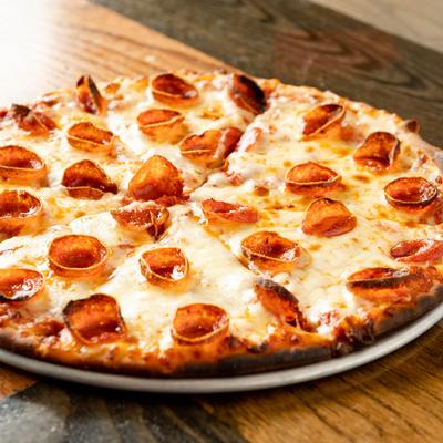 Pepperoni and cheese pizza.