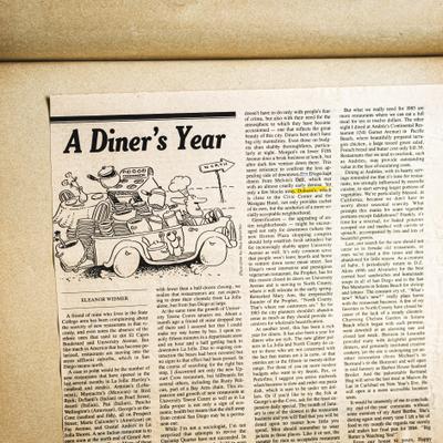 An old article with an illustration of a restaurant on wheels