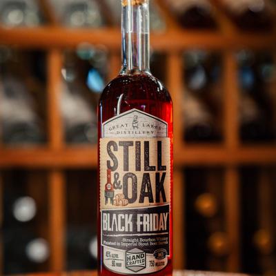 Still & Oak Black Friday Bourbon Finished in Imperial Stout Beer Barrels.