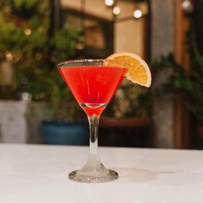 Sunset Martini served on the table outside