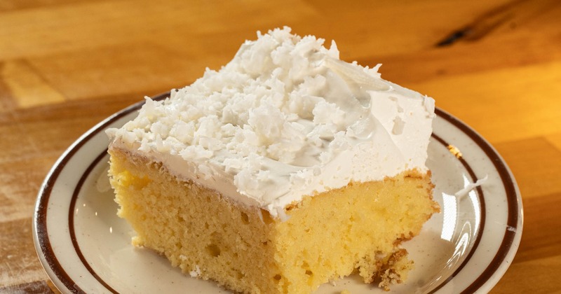 Coconut cake served on a dessert plate