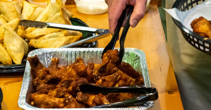 Catering table, wings plate and sambusa plate